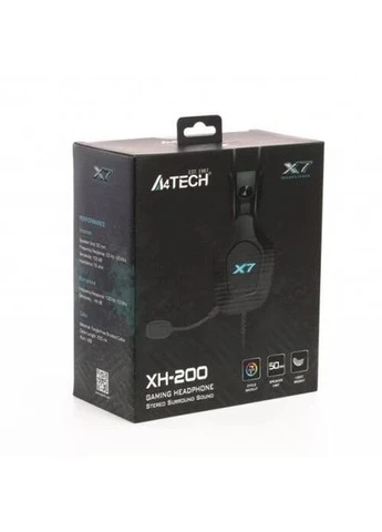 Наушники X7 XH-200, USB, микрофон, динамики 50 мм, LED подсветка, 16 Ом, 100 дБ, 2 м XH-200 (BLACK) A4Tech (395351803)