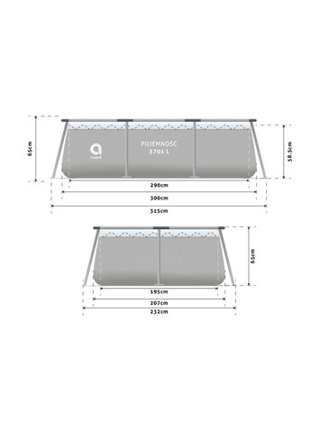 Прямокутний каркасний басейн 300х207х65 см Комплект 15 в 1 Avenli (346534423)