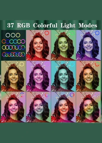 10-дюймовый кольцевой светильник FGRYB MJ26 40 режимов RGB с регулируемой яркостью No Brand (301349352)