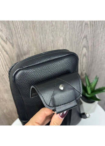 Мужская сумка бананка нагрудная черная из экокожи с регулируемым ремнем ProDobro (363221533)