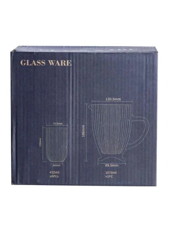 Набір скляний глечик і 6 склянок прозорий HP535 TS Kitchen (380295199)