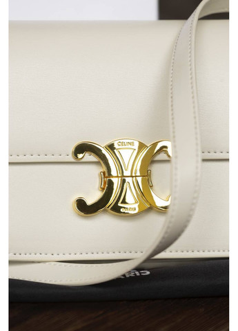 Шкіряна сумка Celine Teen Triomphe Bag in Shiny Calfskin Cream/Gold молочний крос боді Селін класична No Brand (368672132)