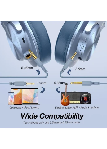 Гарнітура Fusion A70, Bluetooth+3,5мм/6,35мм, Небесно-Блакитний Oneodio (390181083)