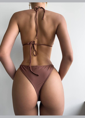 Коричневый женский раздельный купальник бикини pearline черный No Brand