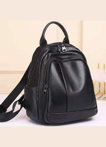 Кожаный женский городской рюкзак на черной молнии 85271 Tiding Bag (341309338)