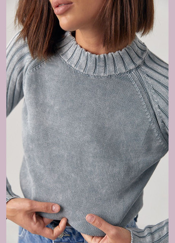 Сірий демісезонний короткий жіночий светр у техніці тай-дай Lurex