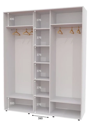 Шафа-купе тридверна 170*60*240 см Білий 3 двері ДСП + Дзеркало + ДСП ШК-04 Алекса (356774890)
