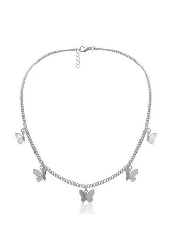 Ланцюжок чокер з метеликами кольору срібла. Біжутерія! No Brand (316645982)
