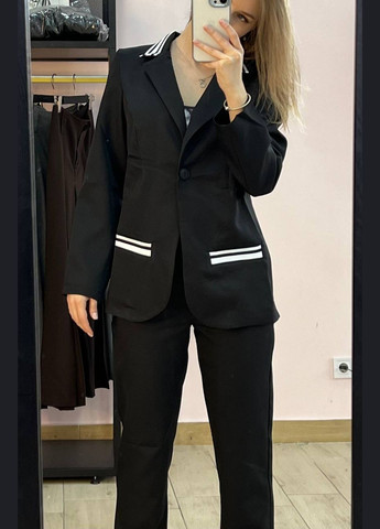 Стильный классический чёрный костюм двойка из ткани: костюмка люкс качества, деловой костюм No Brand 1077 (284119719)