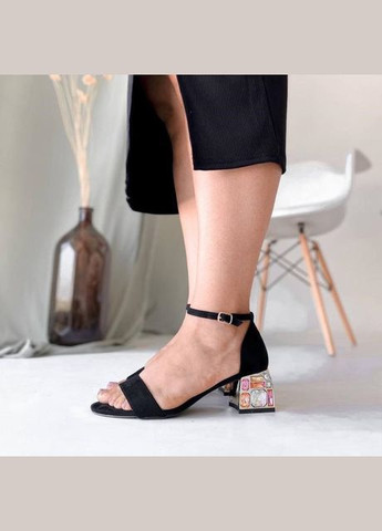 Жіночі босоніжки на підборах 1366 Чорні Kamengsi (327795949)