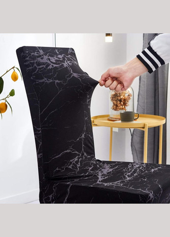 Набор чехлов для стульев для столовой под черный мрамор Marble Pattern 4 шт. No Brand (342717033)