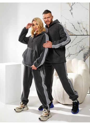 Парні флісові костюми графітового кольору з широкою смужкою з боків (Ціна за один костюм, жіночий) No Brand 037-2 (352710157)