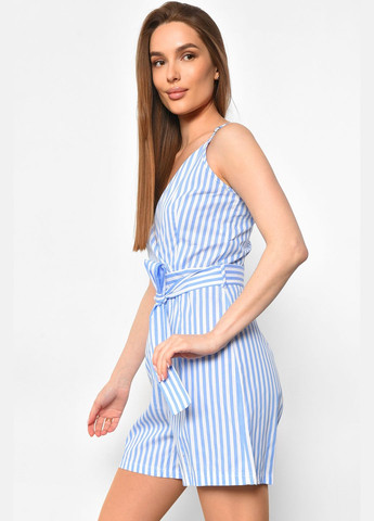 Комбінезон жіночий в смужку блакитного кольору Let's Shop комбінезон-брюки однотонний блакитний вечірній поліестер