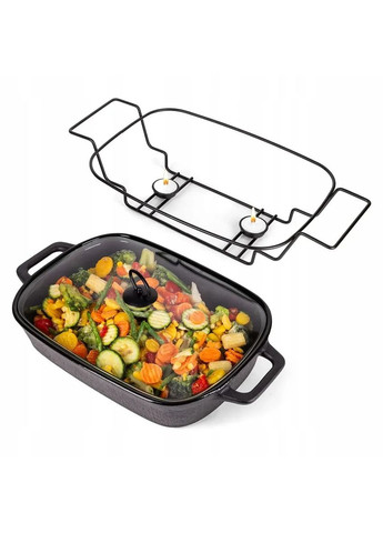 Мармит керамический со стеклянной крышкой и металлической подставкой KM-6428 – 2,5 л Kamille (361386595)