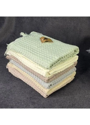 Набір рушників для обличчя з льону 6 шт 50х90 см Home Textiles XT-517-144 вафельні рушники пастельні кольори в наборі L&M бежевий
