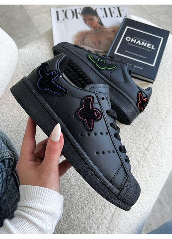 Черные демисезонные кроссовки мужские adidas superstar black ghost адидас суперстар No Brand