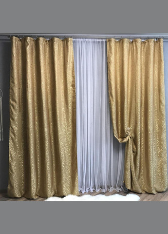 Однотонные мраморные шторы жаккард 2шт Золотистый 2x100x270 см (П1Е101108-4) No Brand (308754683)