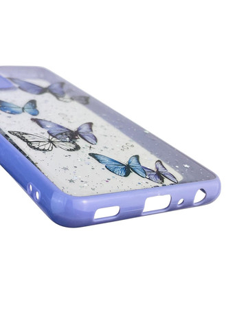 Чохол для Galaxy A52 5G (SM-A526) з блискітками з метеликами на самсунг а52 5г бузковий Samsung (366390160)