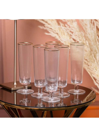 Бокалы для шампанского с золотой каймой 6 штук по 300 мл Jooki (358705966)