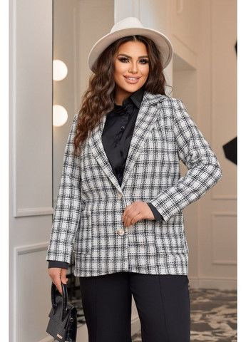 Белый женский пиджак женский букле Style Point в клеточку - всесезон
