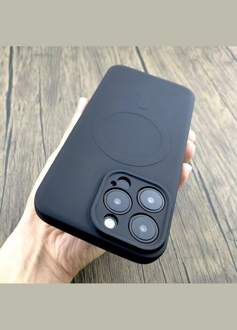 Силіконовий чохол для iPhone 13 Pro Max Чорний MagSafe мікрофібра TPU (322506598)