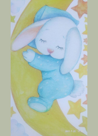 Вінілові наклейки на стіну Зайка спить на місяці (лист 30 х 60 см) Б394-27 No Brand (302242803)