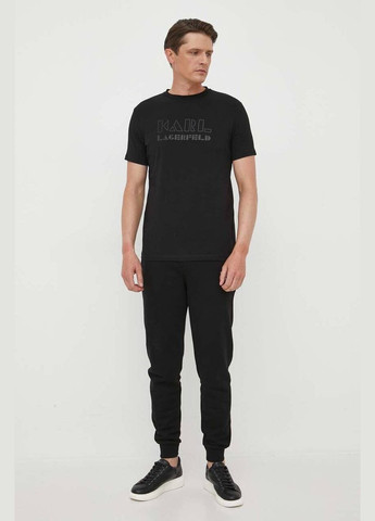 Чорна чоловіча футболка темно-синя з принтом спереді в стилі emporio No Brand