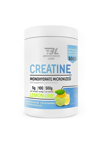 Креатин Creatine monohydrate - 500g Lemon Lime Bodyperson Labs (296190243)