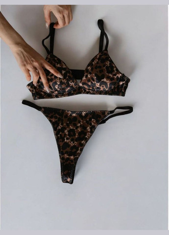Комбинированный демисезонный нижнее белье nude женский комплект трусики бюстгальтер женский комплект трусики бюстгальтер No Brand Комплект нижньої білизни Nude леопардовий