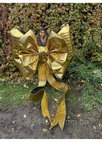 Роскошный большой золотой бант с фоамираном для фотозон, декора интерьера, витрин и праздничного оформления. Золотая фотозона. No Brand (367263472)