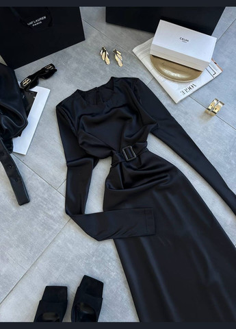 Чорна кежуал шовкова максі сукня Adelante однотонна