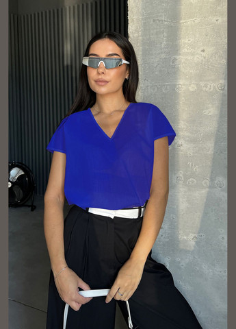 Синяя летняя элегантная женская блуза на каждый день из креп-шифона INNOE Блуза