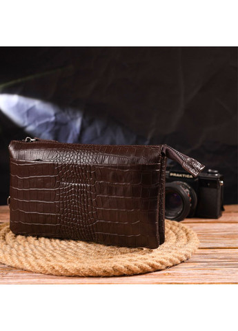 Интересный клатч для мужчин из натуральной фактурной кожи с тиснением под крокодила 21554 Canpellini (366881006)