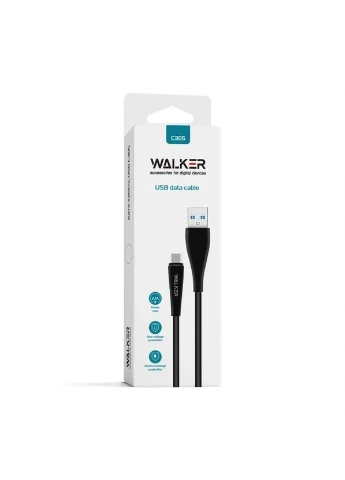 Кабель USB Type-C Lightning Micro WALKER C305 1 м PVC черный 2.1А No Brand (400879817)