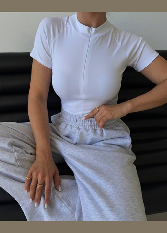 Белый базовый боди из микродайвинга на каждый день No Brand 233-1 (347164100)