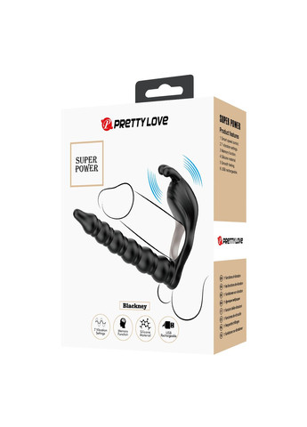 Виброкольцо с клиторальным и анальным стимулятором Blackney, черное Pretty Love (361670035)