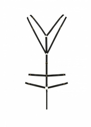 Чорний демісезонний відкрите боді зі стреп meggy black xxl/xxxl — exclusive Passion