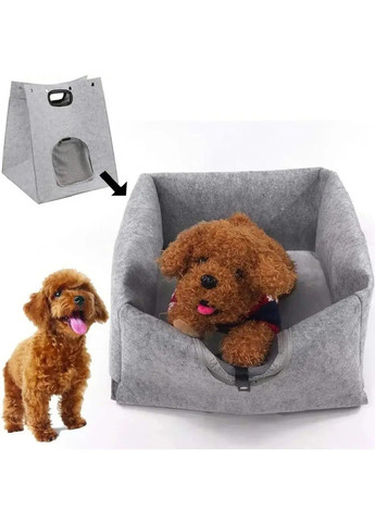 Переноска будиночок складна з фетру з кнопками для транспортування тварин кішок собак 40×40×42 см (481226-Prob) Сіра Unbranded (357588575)