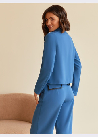 Синий женский пиджак синего цвета приталенного силуэта Dressa однотонный -