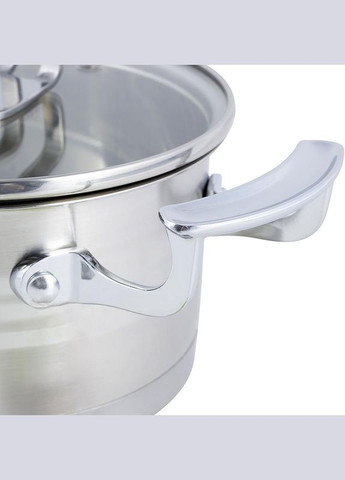 Кастрюля индукционная Casserote 1.5л из нержавеющей стали со стеклянной крышкой Kamille (330020405)