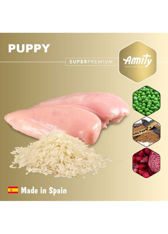 Сухий корм для собак Super Premium Puppy, для цуценят всіх порід, з куркою 14 кг (8436538949627) AMITY (364787561)