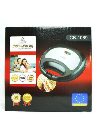 Сэндвичница бутербродница 4 отделения с антипригарным покрытием CB1069 Черная Crownberg (306716680)