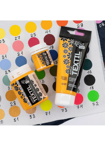 Фарба акрилова для тканин Жовта темна (41) 20мл Rosa Talent (371652057)