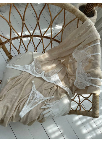 Белый балконет комплект женского белья | нежный кружевной, белое соблазнение Vital-Textile с косточками полиэстер, эластан