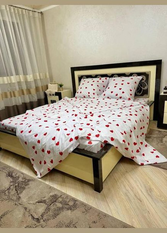 Постільна білизна бавовняна Ель коразон Двоспальна Простирадло на гумці 180x200х20 Бязь Біла 70 х 70 No Brand (332946018)