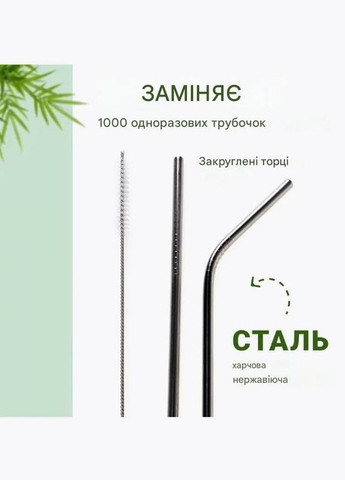 Металлические трубочки для напитков 2 шт (26,5 см) + 1 щеточка, Эко-набор из нержавеющей стали многоразовый Unbranded (341288504)