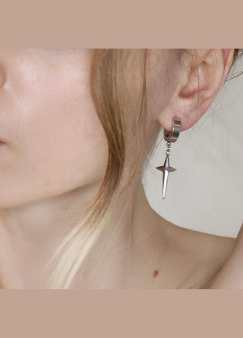 Серебристая серьга с подвеской объемной длинной звезды унисекс хип-хоп casual трендовая современная однотонная корейский стиль No Brand (337715901)