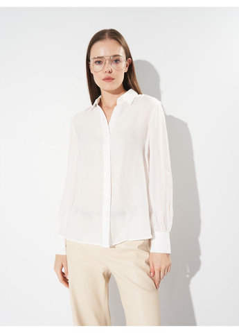 Белая кэжуал рубашка однотонная Massimo Dutti