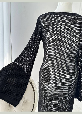 Черное пляжное эффектное пляжное платье в сеточку No Brand