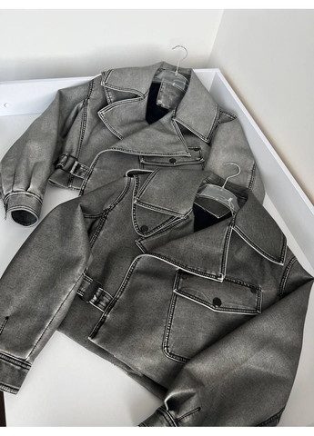 Графитовая куртка косуха оверсайз укороченная экокожа на подкладке Україна